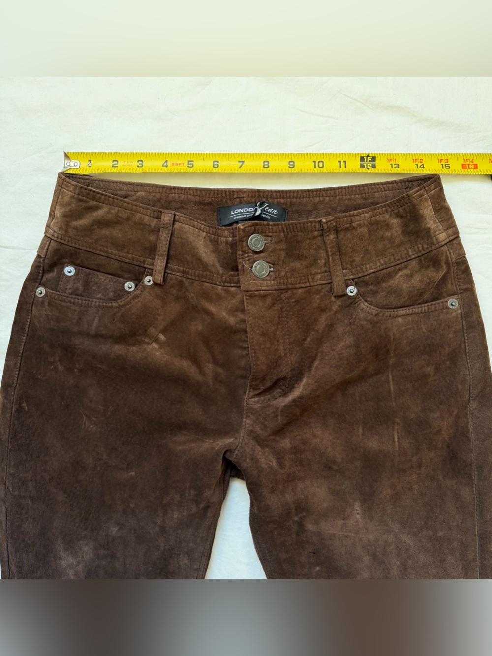 Vintage London Jean Suede Brown Low Rise Flare Pants - Picture 3 of 8